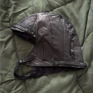 Source Unknown Black Leather Aviator Hat